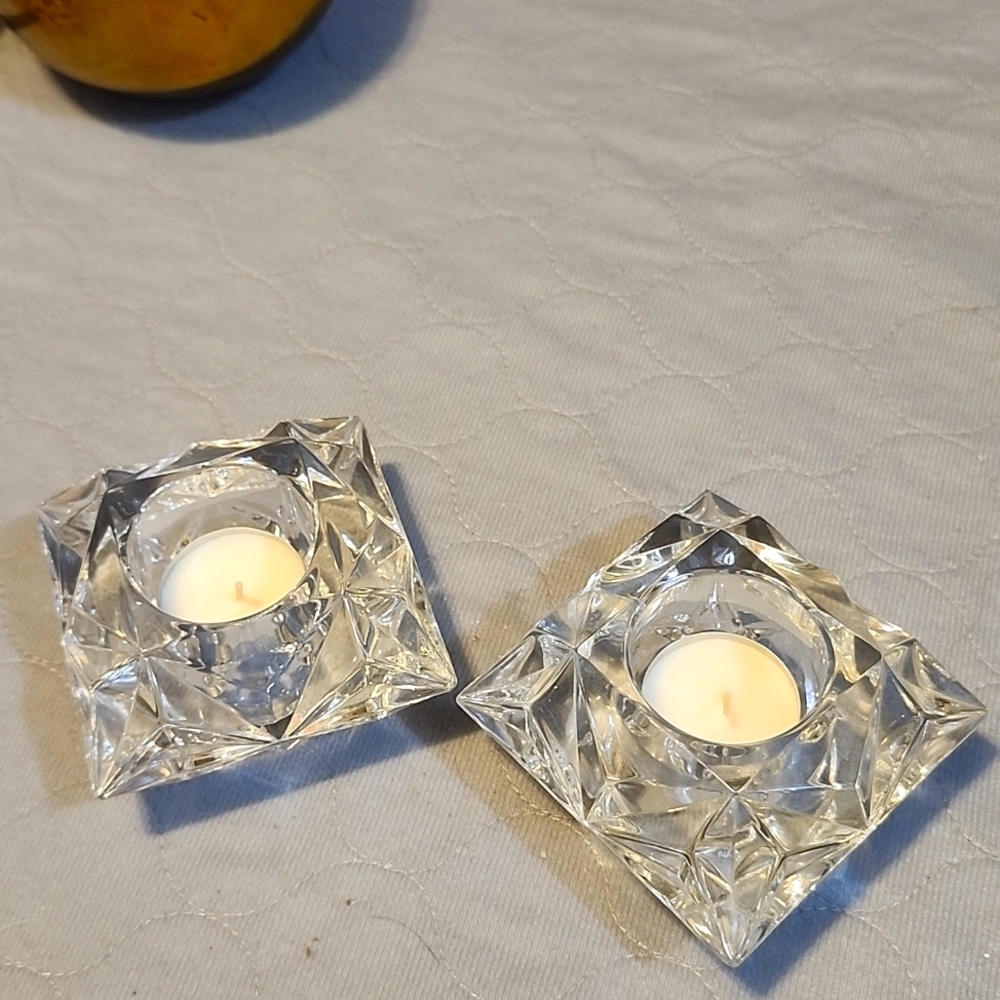 Partylite Quad Prisim Crystal Votive holders Set of 2